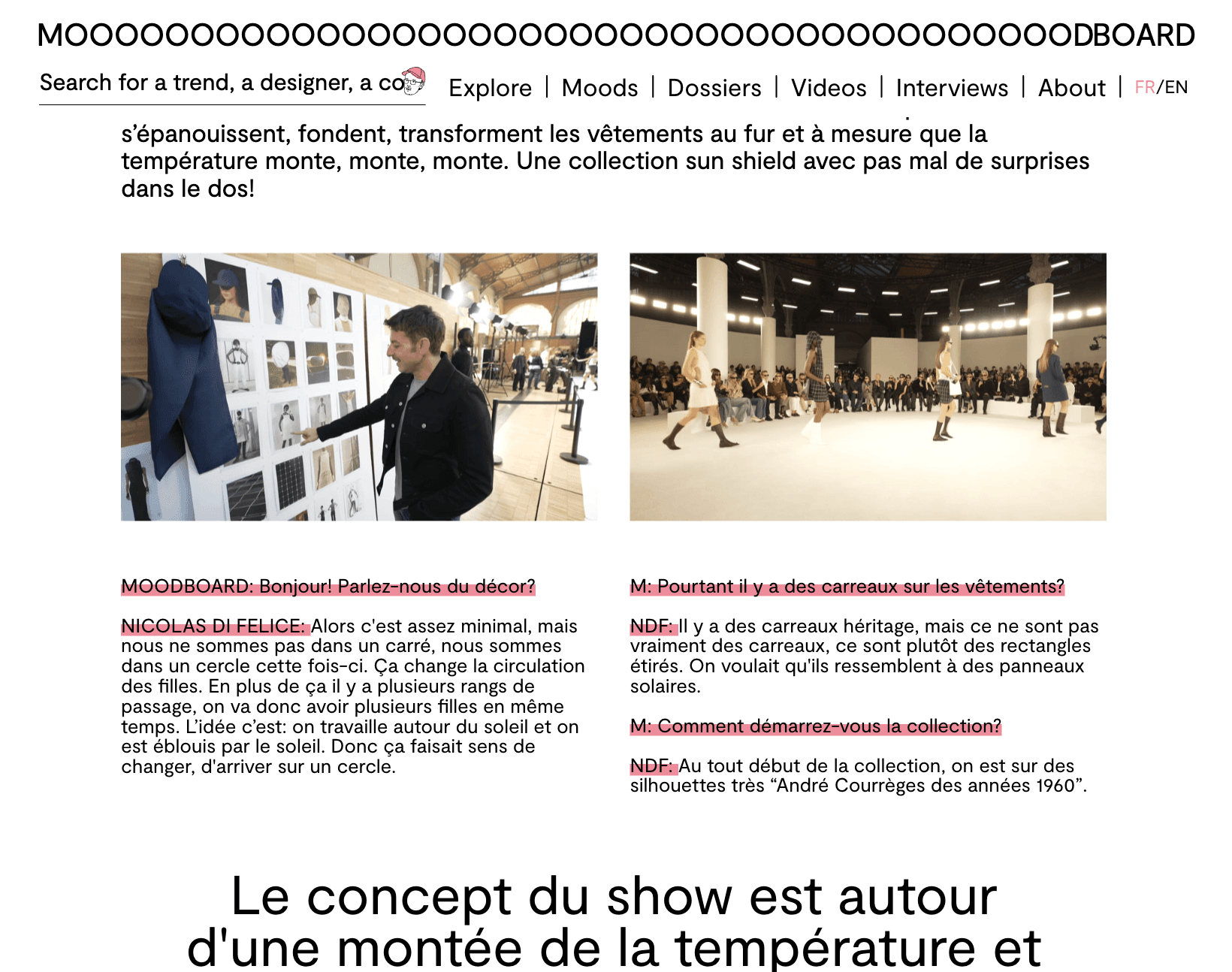 Interview Layout From FashionMoodboard