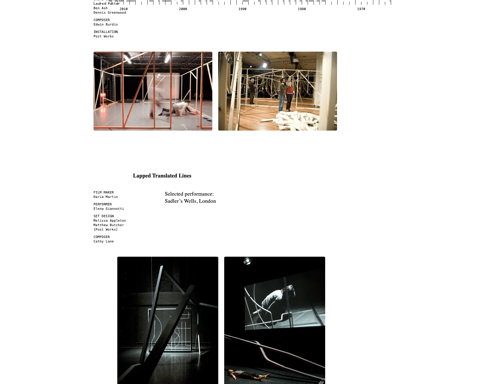 Archive Layout from Rosemary Butcher's Website