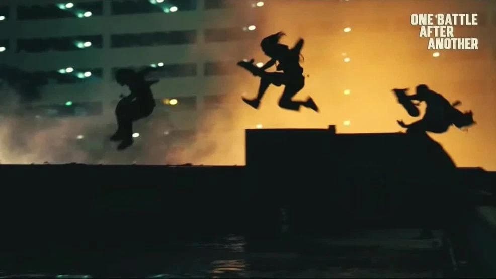 The skaters from Sensei’s grassroots activist group — flying, leaping from rooftop to rooftop to help Leo (Bob Gurgesson) escape.
