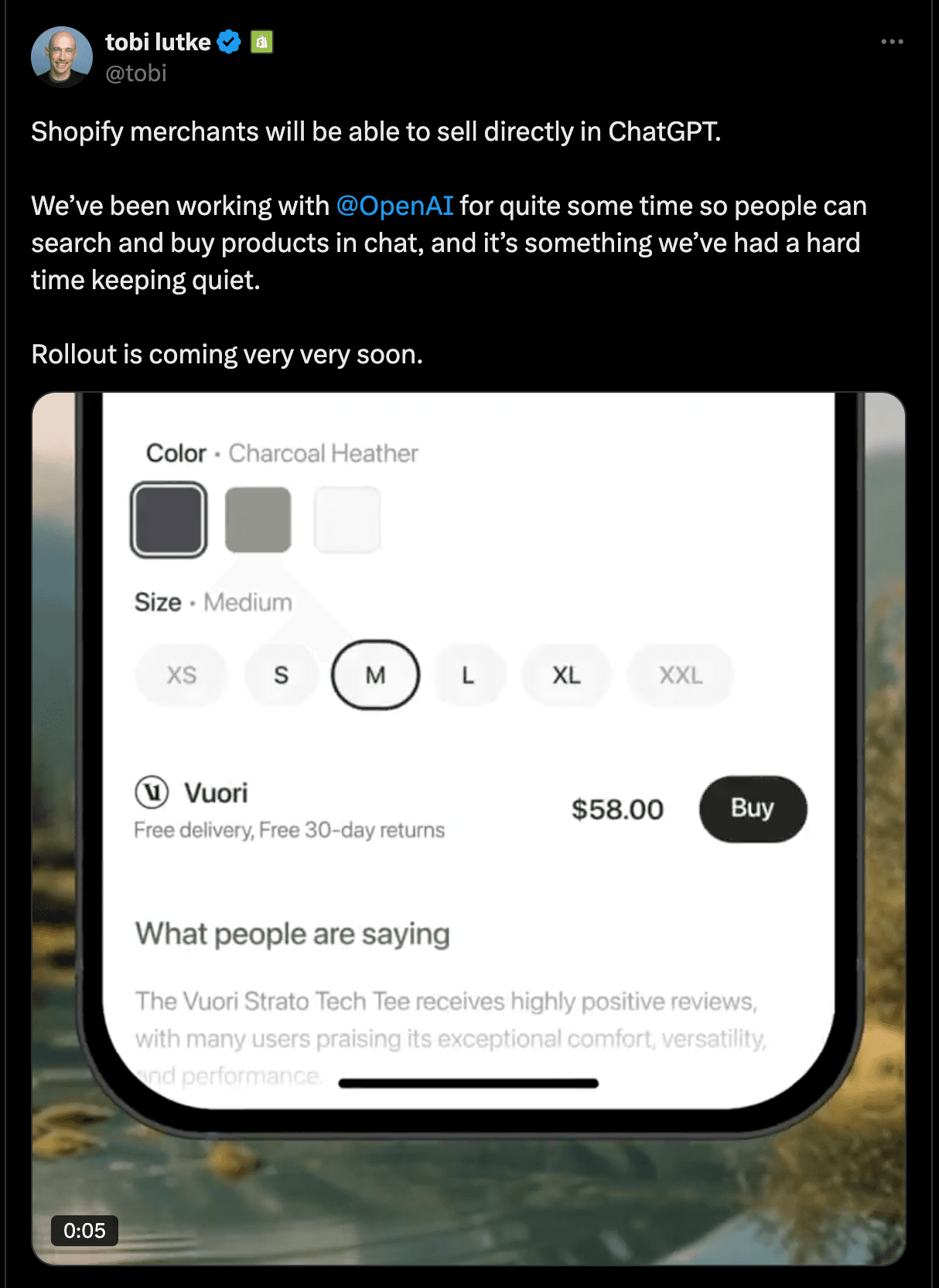 A post from Tobi Lütke, Shopify’s CEO